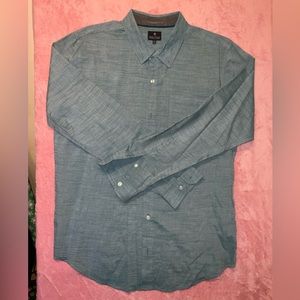 Roark Revival Long Sleeve Shirt Button Down Solid Teal Green Pockets Mens XL